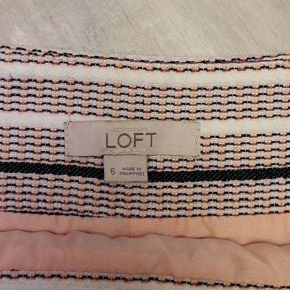 Ann Taylor Loft Peach Black White Chevron Knee Length‎ Side Zip Skirt Size 6 - Picture 2 of 6
